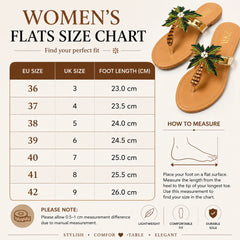 ZARA Embellished Flats for Women – Beaded Palm Leaf Toe Ring Sandals | Stylish Slip-On Casual Summer Flats | Ladies Fashion Sandals with Brand Box