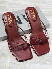 ZARA Knots Heels for Women – Square Toe Slip-On Kitten Heel Sandals | Stylish Party, Casual & Formal Ladies Heels with Brand Box