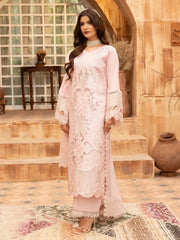 Zarar - U1A Embroidered Lawn Suit Set - 4 Pcs in Tea Pink