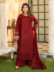 Simt - U3B Maroon Embroidered Lawn Suit for Women - 3 Pcs Set