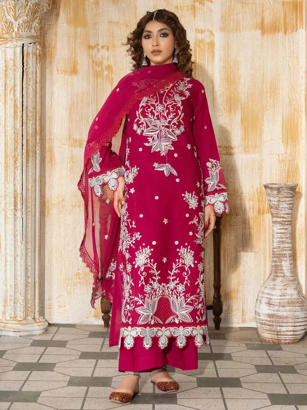 Wasl - U6B Stylish Women's Stitched Embroidered Lawn Suit - 3 Pcs Set