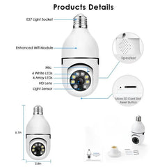 Speed-X Bulb Camera 1080P WiFi 360° Panoramic Security Camera  | Night Vision & Two-Way Audio