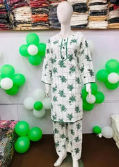 2 Pcs Women's Stitched Arabic Lawn Printed Shirt And Trouser