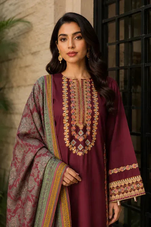 Nargis 3 Pcs Stitched Women's Embroidered Lawn Suit