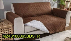 7 Seater Quilted Sofa Cover Brown Cotton Polyester