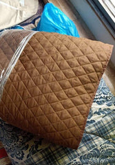 7 Seater Quilted Sofa Cover Brown Cotton Polyester