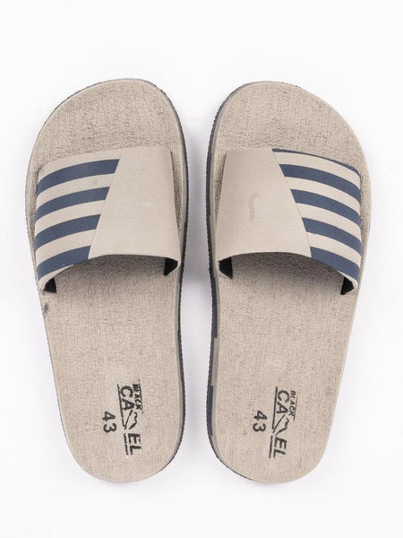 Black Camel Slide Sandals Tan PU Leather Casual Wear