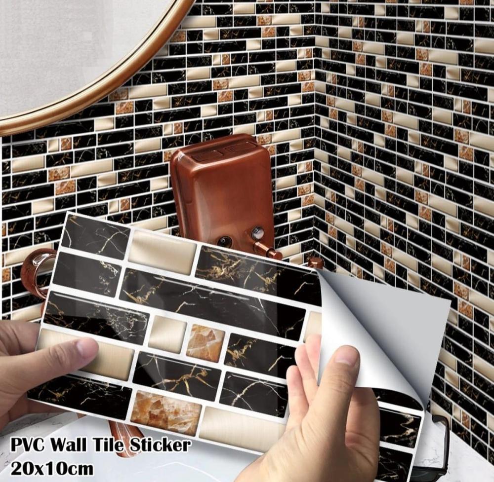 PVC Wall Sticker Set Black Beige Gold 96pcs