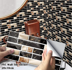 PVC Wall Sticker Set Black Beige Gold 96pcs