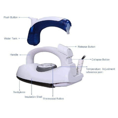 Portable Steam Iron White Blue 700W Ceramic Soleplate