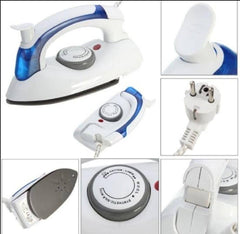 Portable Steam Iron White Blue 700W Ceramic Soleplate