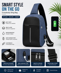 Smart Crossbody Bag with USB Charging & Anti-Theft Design