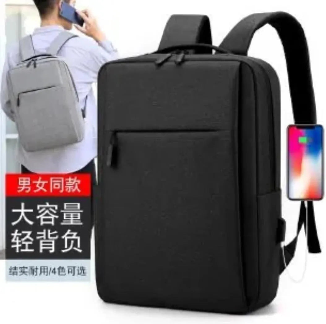 Black Laptop Backpack for Men Women, Nylon, Water Resistant, Adjustable Straps