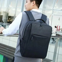 Black Laptop Backpack for Men Women, Nylon, Water Resistant, Adjustable Straps