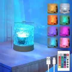 Water Ripple Lamp | 16-Color Rotating LED Night Light with Remote