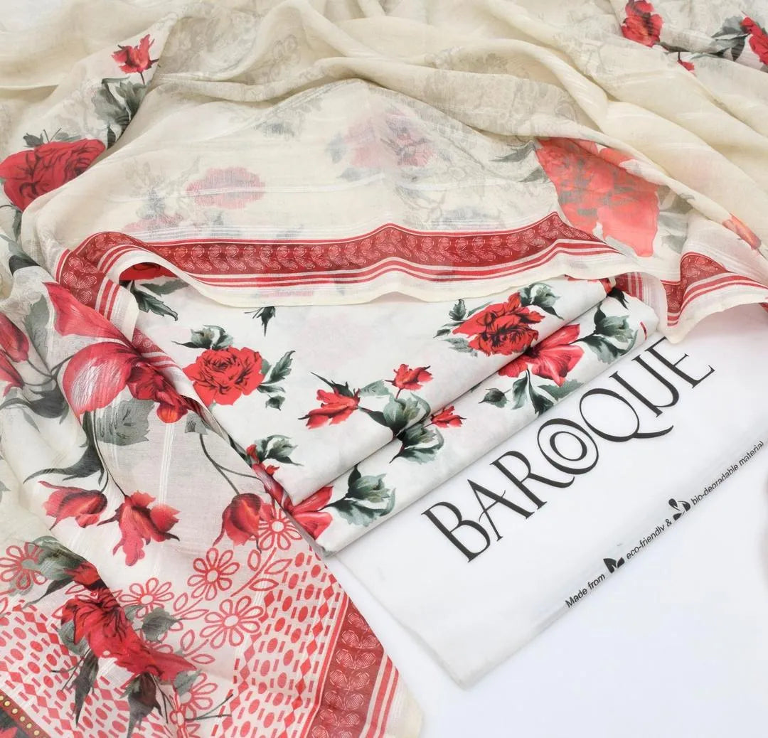 LAWAN 3P Floral Embroidered Kurta Set
