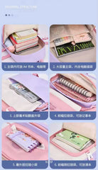 Purple Pink Multicolor Casual Backpack for College Girls