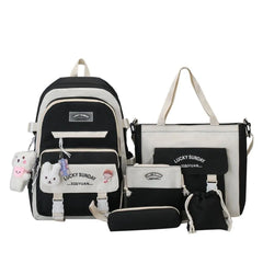 Lucky Bunny Multipurpose Backpack Set 17" Lavender Pink Cream