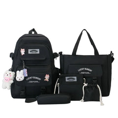 Lucky Bunny Multipurpose Backpack Set 17" Lavender Pink Cream