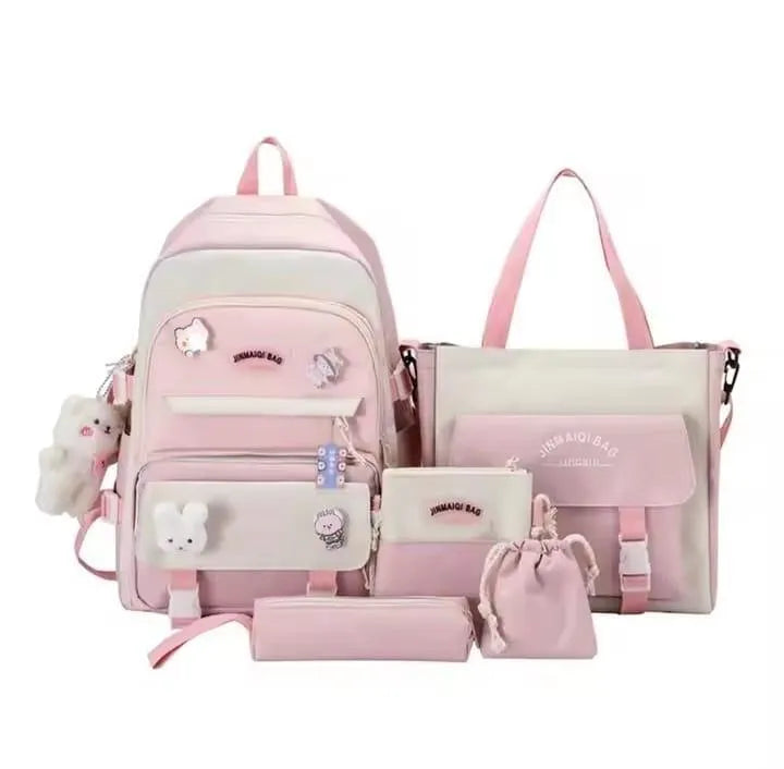 Lucky Bunny Multipurpose Backpack Set 17" Lavender Pink Cream