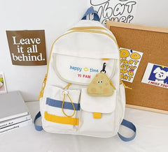 Black Student Backpack with Cookie Charm & Nylon Material