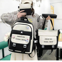Multicolor Nylon Casual Backpack Set for Women
