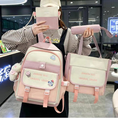 Multicolor Nylon Casual Backpack Set for Women