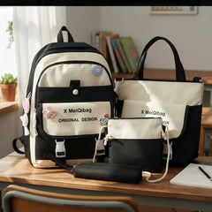 Multicolor Nylon Casual Backpack Set for Women