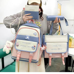 Multicolor Nylon Casual Backpack Set for Women