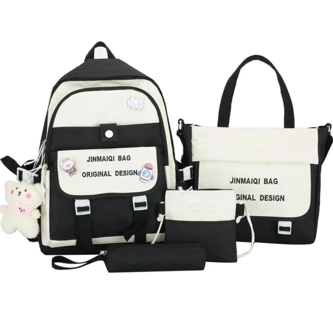 Multicolor Nylon Casual Backpack Set for Women