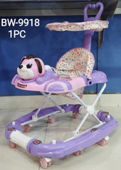 Baby Walker with Dog Face, Purple Floral, 8 Wheels