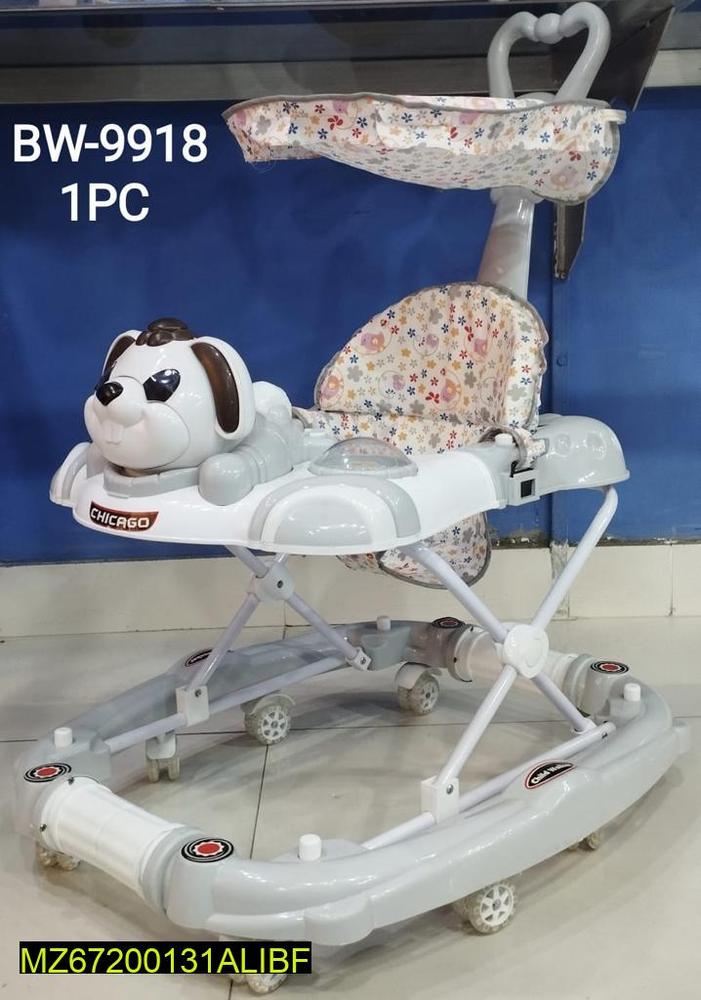 Baby Walker with Dog Face, Purple Floral, 8 Wheels