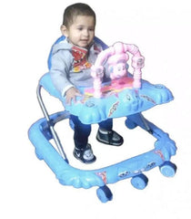 Pink Baby Walker with Overhead Toys for Newborns