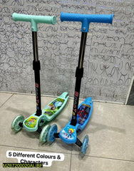 Blue Kids Scooter with Adjustable Handle & Glow Wheels