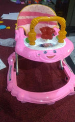 Pink Baby Walker with Toy & Non-Slip Base