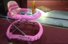 Pink Baby Walker with Toy & Non-Slip Base