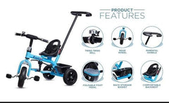 Blue Kids Tricycle with Front Basket & Seat