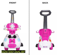 Kids Stroller Riding Car Pink White Plastic Toy with Lights Music