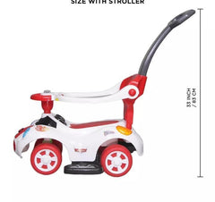 Kids Stroller Riding Car Pink White Plastic Toy with Lights Music