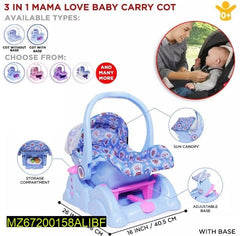 3-in-1 Baby Carry Cot with Sun Cover & Storage