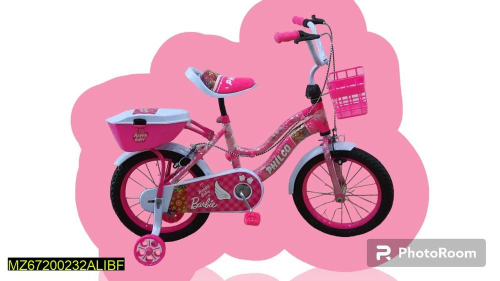 Pink Barbie 12" Kids Bicycle with Basket & Stabilizers