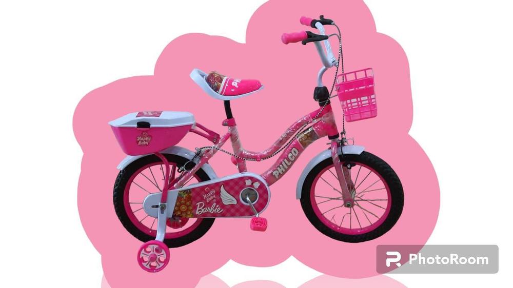Pink Barbie 12" Kids Bicycle with Basket & Stabilizers