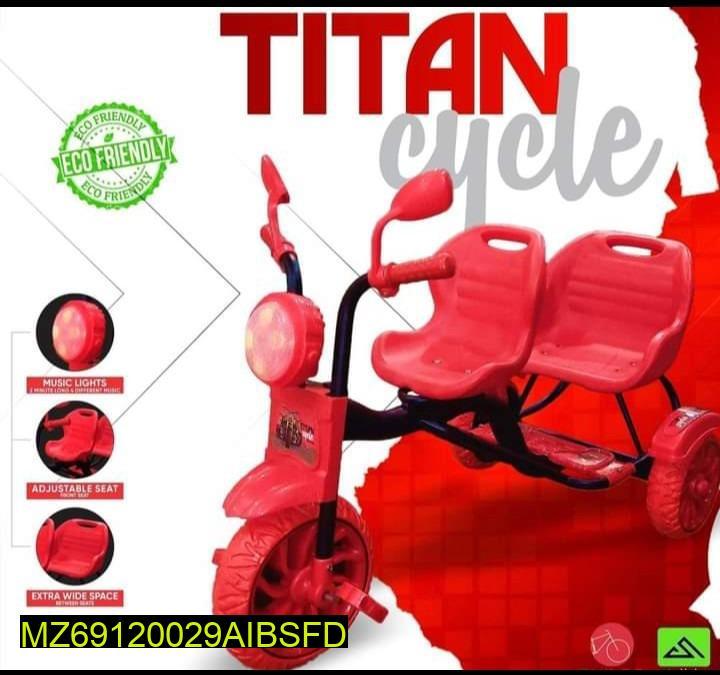 Red Double Seat Tricycle for Kids 3+ with Music Lights