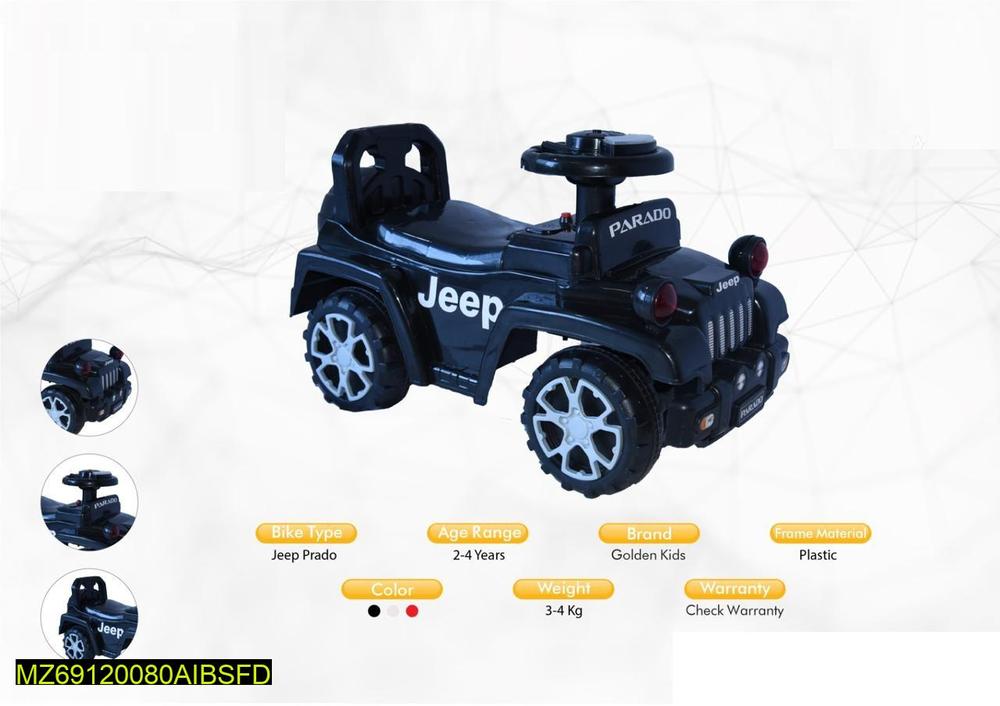 Kids Riding Jeep Toy Black 2-4Yrs Safe Durable