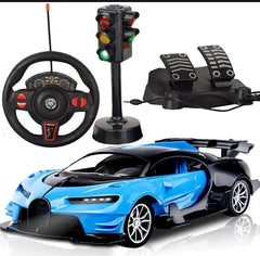 Realistic RC Car Blue Black Racing Toy for Kids