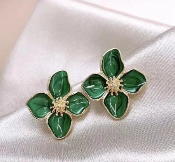Green Sunflower Earrings for Women Wedding Party Wear
