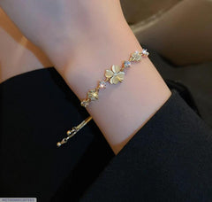 Gold Plated Flower Charm Bracelet for Women