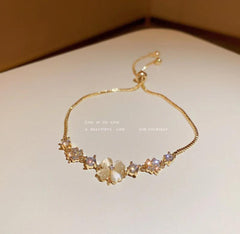 Gold Plated Flower Charm Bracelet for Women