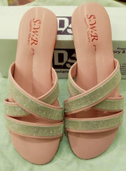 Women's Glitter Rubber Slippers Pink Cross Strap