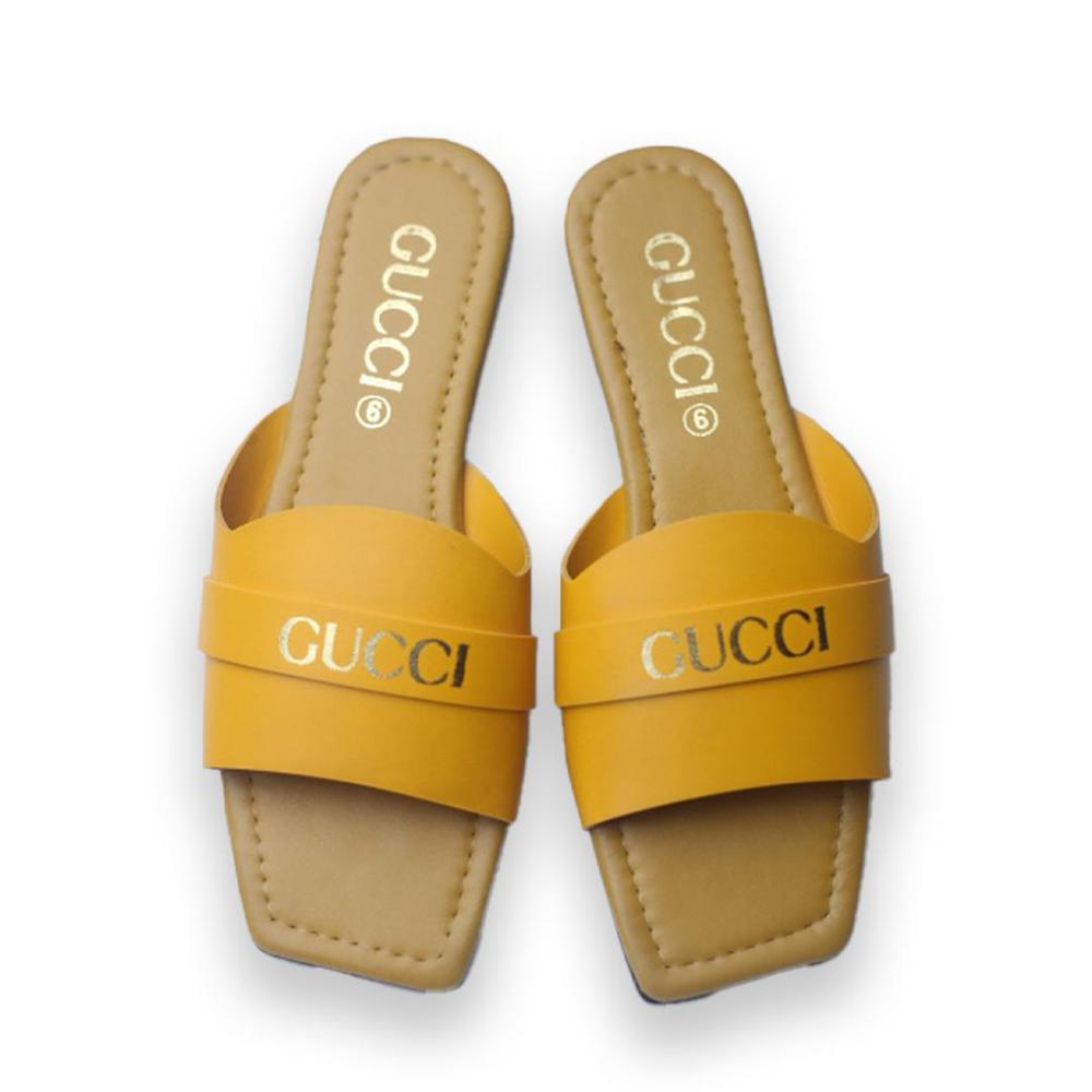Women's Rexine Flat Shoes Mustard Yellow Waterproof